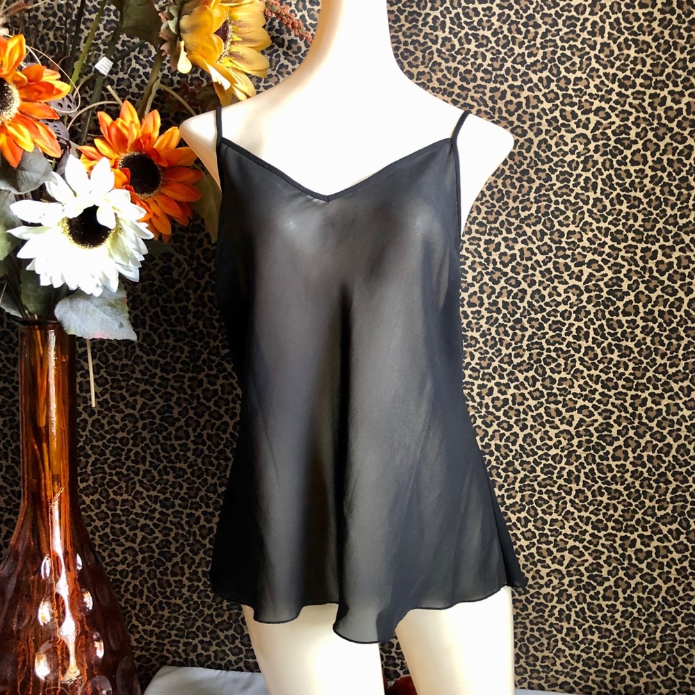 ❌SOLD❌🌻5/$25🌻NEW DIRECTIONS Sheer Black Tank LG - Picture 3 of 6